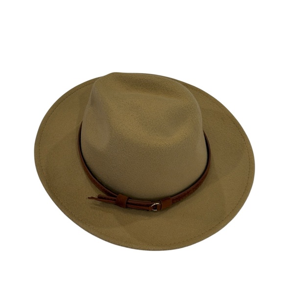 Shein Brown Felt Hat Womens Tan Khaki Fedora Belt Boho Chic Belt - Picture 4 of 7